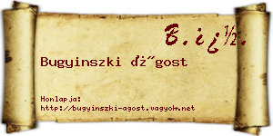 Bugyinszki Ágost névjegykártya